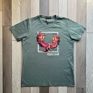 Roberto Cavalli Green and Pink Short Sleeve Tee